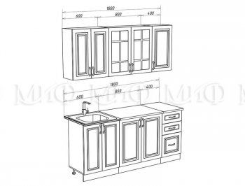Кухонный гарнитур Констанция 1800 мм белый/джинс (Миф) в Советском - sovetskij.mebel-e96.ru
