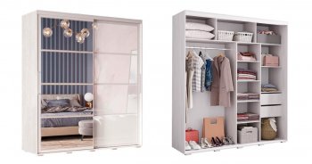 Шкаф-купе Крафт-6 белый гладкий 2000 мм (БТС) в Советском - sovetskij.mebel-e96.ru