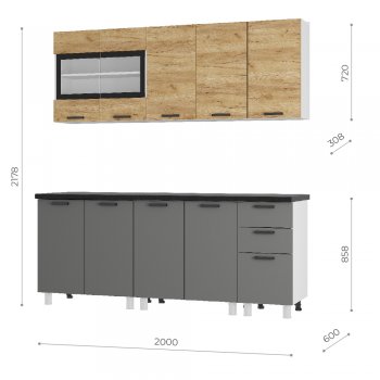 Кухонный гарнитур 2000 мм Крафт тип 2 (БТС) в Советском - sovetskij.mebel-e96.ru