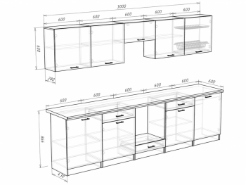 Кухонный гарнитур 3000 мм Кремона (Росток) в Советском - sovetskij.mebel-e96.ru