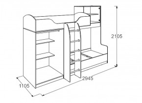 Кровать 2-х ярусная №2 Омега 18 (800*2000) в Советском - sovetskij.mebel-e96.ru