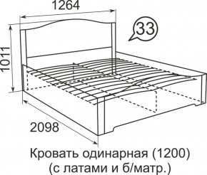 Кровать с латами Виктория 1200*2000 в Советском - sovetskij.mebel-e96.ru