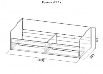 Кровать КР-1 Дуб сонома (СВ) в Советском - sovetskij.mebel-e96.ru