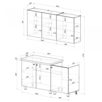 Кухонный гарнитур Куба 1600 мм (БТС) в Советском - sovetskij.mebel-e96.ru