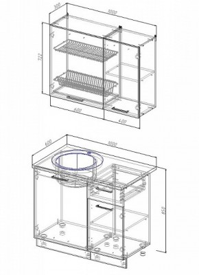 Кухонный гарнитур Антрацит 1000 в Советском - sovetskij.mebel-e96.ru