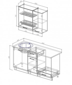 Кухонный гарнитур Антрацит 1600 в Советском - sovetskij.mebel-e96.ru