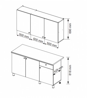 Кухонный гарнитур POINT 1500 мм (Гор) в Советском - sovetskij.mebel-e96.ru