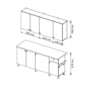 Кухонный гарнитур POINT 1800 мм (Гор) в Советском - sovetskij.mebel-e96.ru