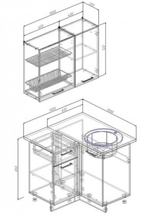 Кухонный гарнитур угловой Прима 1000*1000 в Советском - sovetskij.mebel-e96.ru