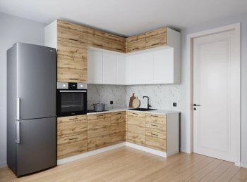Кухонный гарнитур угловой Лада 2200*1700 мм (Санвут) в Советском - sovetskij.mebel-e96.ru