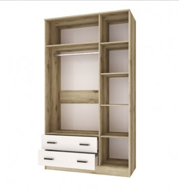Шкаф Лагуна с антресолью делано/белый (Текс) в Советском - sovetskij.mebel-e96.ru