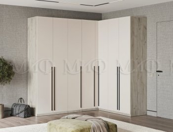 Гардеробная/шкаф 2200*1706 мм Ларго №3 дуб крафт серый/кашемир (Миф) в Советском - sovetskij.mebel-e96.ru