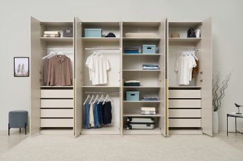 Гардеробная/шкаф 3200 мм Ларго №2 Кашемир (Миф) в Советском - sovetskij.mebel-e96.ru