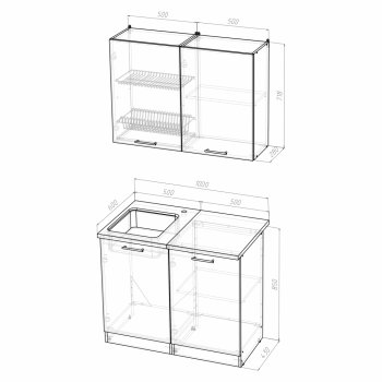 Кухонный гарнитур Лариса мини 1 1000 мм (Герда) в Советском - sovetskij.mebel-e96.ru