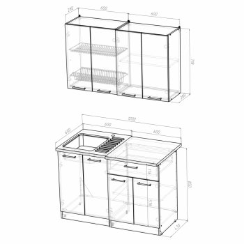 Кухонный гарнитур Лариса лайт 1 1200 мм (Герда) в Советском - sovetskij.mebel-e96.ru