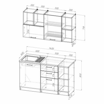 Кухонный гарнитур Лариса медиум 3 1400 мм (Герда) в Советском - sovetskij.mebel-e96.ru