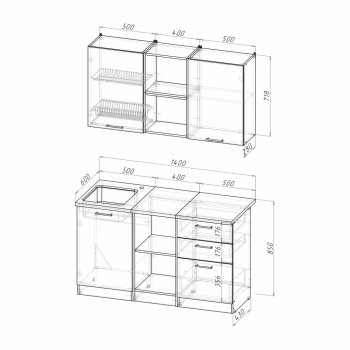 Кухонный гарнитур Лариса медиум 4 1400 мм (Герда) в Советском - sovetskij.mebel-e96.ru