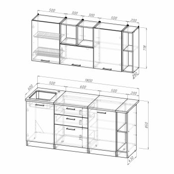 Кухонный гарнитур Лариса макси 4 1800 мм (Герда) в Советском - sovetskij.mebel-e96.ru