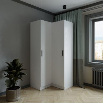 Шкаф угловой Ларс (угол прямой), Белый (Микон) в Советском - sovetskij.mebel-e96.ru