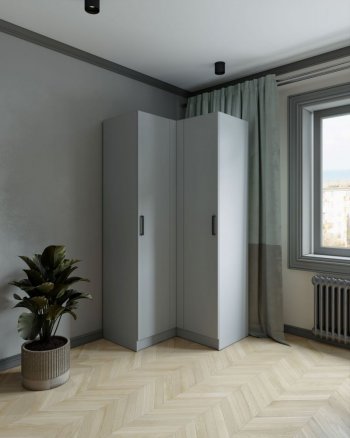 Шкаф угловой Ларс (угол прямой), Серый камень (Микон) в Советском - sovetskij.mebel-e96.ru