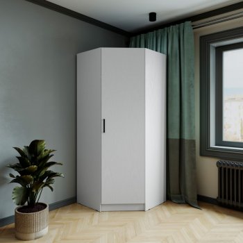 Шкаф угловой Ларс (угол скос), Белый (Микон) в Советском - sovetskij.mebel-e96.ru