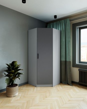 Шкаф угловой Ларс (угол скос), Серый камень/графит (Микон) в Советском - sovetskij.mebel-e96.ru