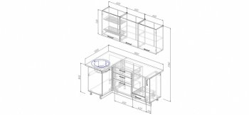 Угловой кухонный гарнитур Латте 1800х1000 мм в Советском - sovetskij.mebel-e96.ru