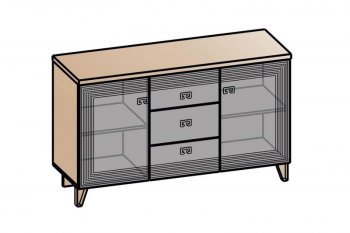 Комод 2дв, 3ящ Лежер КМ-3103 дуб серый/холст вулканический(СанТан) в Советском - sovetskij.mebel-e96.ru