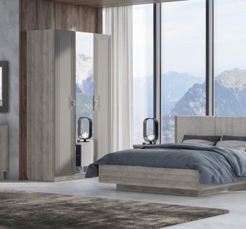 Шкаф распашной 1400 мм Лежер ШК-3103 дуб серый/холст вулканический (СанТан) в Советском - sovetskij.mebel-e96.ru