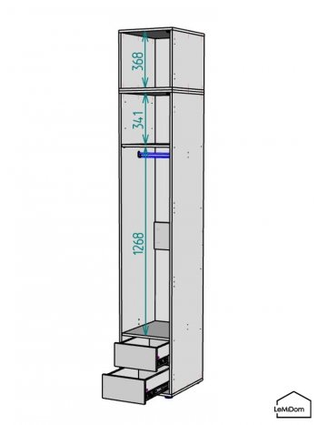 Шкаф с антресолью 400 мм Linnea MHR-1A-3 2450х400х510 (Графит-М 11.1.25) в Советском - sovetskij.mebel-e96.ru