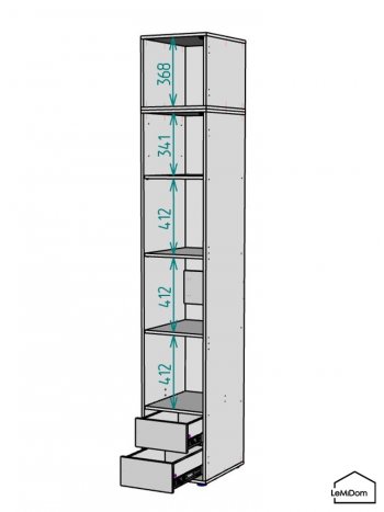 Шкаф с антресолью 400 мм Linnea MHR-1A-4 2450х400х510 (Графит-М 11.1.25) в Советском - sovetskij.mebel-e96.ru
