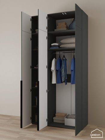Шкаф с антресолью 1200 мм Linnea MHR-3A-1 2450х1200х510 (Графит-М 11.1.25) в Советском - sovetskij.mebel-e96.ru
