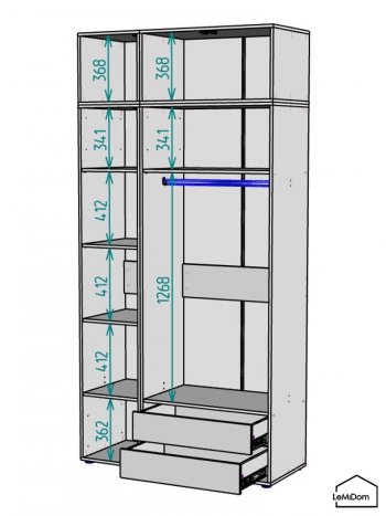 Шкаф с антресолью 1200 мм Linnea MHR-3A-2 2450х1200х510 (ДВ-М 11.1.25) в Советском - sovetskij.mebel-e96.ru