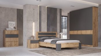Шкаф 1000 мм 2х ств. Ленора вотан/Графит (Лин) в Советском - sovetskij.mebel-e96.ru