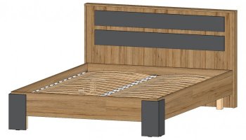 Кровать двуспальная Ленора вотан/Графит (Лин) в Советском - sovetskij.mebel-e96.ru