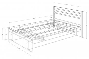 Кровать двуспальная Лиана графит (Зарон) в Советском - sovetskij.mebel-e96.ru