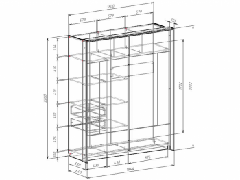 Шкаф-купе 1800 мм Либерти (Росток) в Советском - sovetskij.mebel-e96.ru