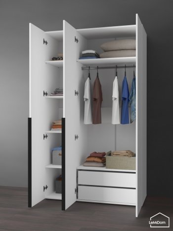 Шкаф Linnea MHR-3-2 2050х1200х510 (Белый-М 11.1.1) в Советском - sovetskij.mebel-e96.ru