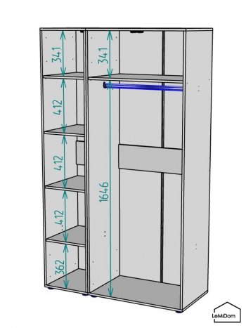 Шкаф Linnea MHR-3-1 2050х1200х510 (Белый-М 11.1.1) в Советском - sovetskij.mebel-e96.ru