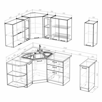 Кухонный гарнитур Лира оптима 1500х1800 мм (Герда) в Советском - sovetskij.mebel-e96.ru