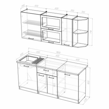 Кухонный гарнитур Лира макси 1800 мм (Герда) в Советском - sovetskij.mebel-e96.ru