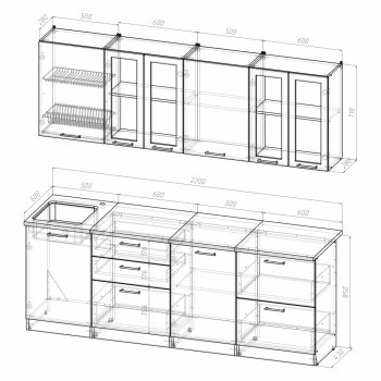 Кухонный гарнитур Лира компакт 2200 мм (Герда) в Советском - sovetskij.mebel-e96.ru