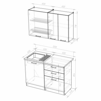 Кухонный гарнитур Лира лайт 1200 мм (Герда) в Советском - sovetskij.mebel-e96.ru