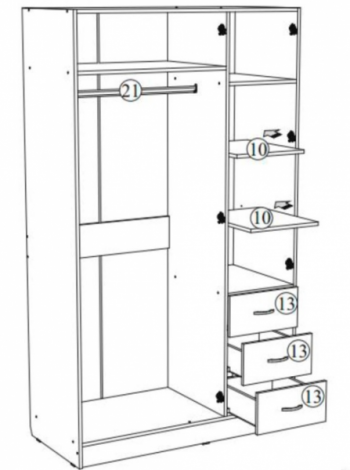 Шкаф Лофт-3 белый 1200 мм (ВНК) в Советском - sovetskij.mebel-e96.ru