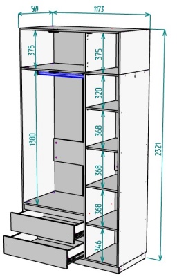 Шкаф 1200 мм Мальта light H298 + Антресоль HA3 в Советском - sovetskij.mebel-e96.ru