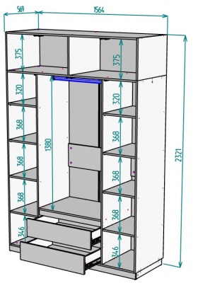 Шкаф 1600 мм Мальта light H302 + Антресоль HA4 в Советском - sovetskij.mebel-e96.ru