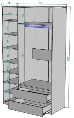 Шкаф Мальта 1350 мм Графит в Советском - sovetskij.mebel-e96.ru