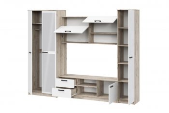 Стенка Марта-12 дуб крафт серый/белый (ИЦ) в Советском - sovetskij.mebel-e96.ru