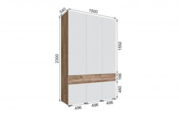 Шкаф 1500 мм Мерида крафт табачный/белый (Микон) в Советском - sovetskij.mebel-e96.ru