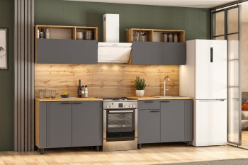 Кухонный гарнитур Монако 2000 мм графит (СВ) в Советском - sovetskij.mebel-e96.ru